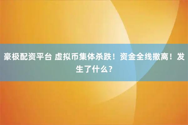 豪极配资平台 虚拟币集体杀跌！资金全线撤离！发生了什么？